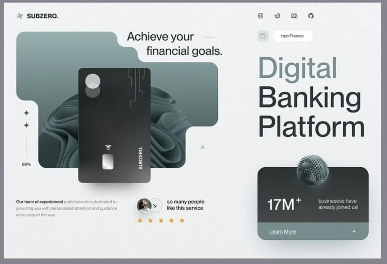 SUBZERO digital banking platform UI design